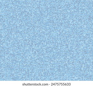 Geometric mesh background. Bold rounded hexagons mosaic cells with padding and inner solid cells. Blue color tones. Smallish hexagon shapes. Tileable pattern. Seamless vector illustration.