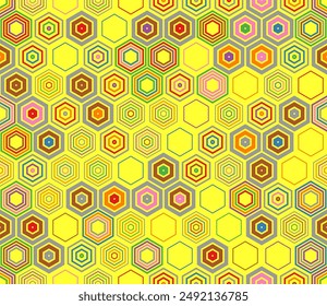 Fondo de malla geométrica. Elementos geométricos de estilo y color variados. Formas hexagonales. Patrón de mosaico. Fondo inconsútil. Ilustración vectorial de tendencia.