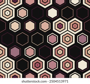 Geometric mesh background. Geometric shapes of varied style and color. Large hexagon shapes. Tileable pattern. Seamless background. Trending vector illustration.