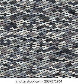 Geometric mesh with little wavy elements. Multicolored texture with dark colors. Seamless vector pattern. Corrugated metal plate. Great for texturing and textile projects.