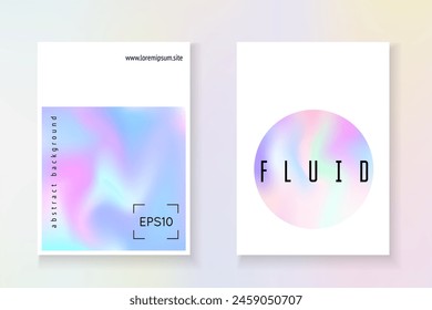 Geometrisches Netz. Plastischer Banner. Violette holografische Abdeckung. Pastellfarbene Vektorgrafik. Regenbogenform. Bunte 90er Jahre Illustration. Farbhintergrund. Lila geometrische Masche