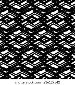 Geometric messy lined seamless pattern, black vector endless background. Decorative net splicing motif texture.