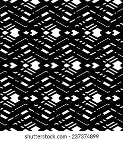 Geometric messy lined seamless pattern, black vector endless background. Decorative net splicing motif texture.
