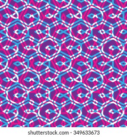 Geometric messy lined seamless pattern, colorful maze vector endless background. Decorative net splicing motif texture. Purple decorative backdrop.