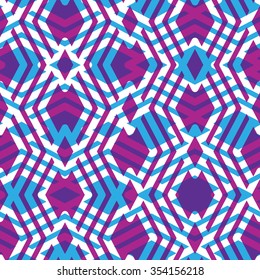 Geometric messy lined seamless pattern, colorful maze vector endless background. Decorative net splicing motif texture. Purple decorative backdrop.