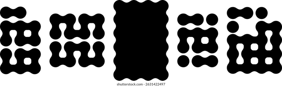Formas líquidas geométricas de los metaballs, estilo plano del marco, Vector aislado en un fondo blanco