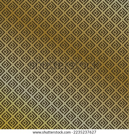 Geometric metal gold foil gradient pattern tiles with 3D effect. Decorative mosaic maze vector