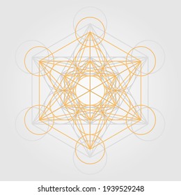 Geometric metatron cube background with shadows