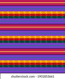 Geometric Mexican Blanket Seamless Pattern. Ethnic Textile Design Background. Vector Serape Design.