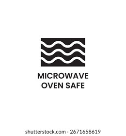 Gráfico de ícone quadrado de compatibilidade de micro-ondas geométrico
