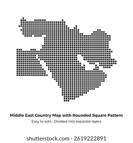 Geometric Middle East Country Map with Rounded Square Pattern Vector Design