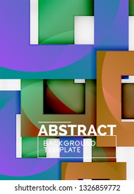 Geometric minimal abstract background with multicolored squares composition, vector