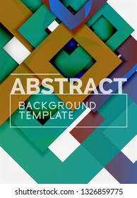 Geometric minimal abstract background with multicolored squares composition, vector
