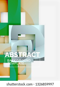 Geometric minimal abstract background with multicolored squares composition, vector