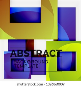 Geometric minimal abstract background with multicolored squares composition, vector