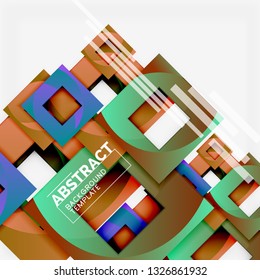 Geometric minimal abstract background with multicolored squares composition, vector