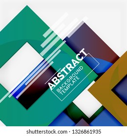 Geometric minimal abstract background with multicolored squares composition, vector