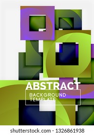 Geometric minimal abstract background with multicolored squares composition, vector