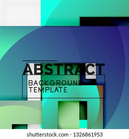 Geometric minimal abstract background with multicolored squares composition, vector