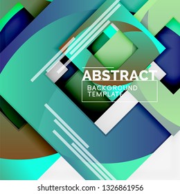 Fondo abstracto geométrico mínimo con composición de cuadrados multicolores, vector