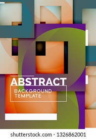 Geometric minimal abstract background with multicolored squares composition, vector