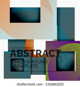 Fondo abstracto geométrico mínimo con composición de cuadrados multicolores, vector