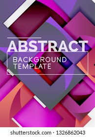 Geometric minimal abstract background with multicolored squares composition, vector