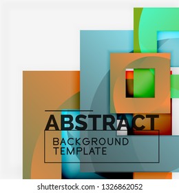Geometric minimal abstract background with multicolored squares composition, vector