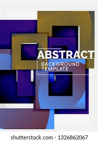Geometric minimal abstract background with multicolored squares composition, vector