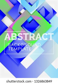 Fondo abstracto geométrico mínimo con composición de cuadrados multicolores, vector