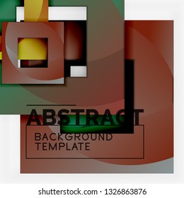 Geometric minimal abstract background with multicolored squares composition, vector