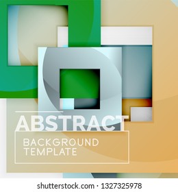 Geometric minimal abstract background with multicolored squares composition, vector