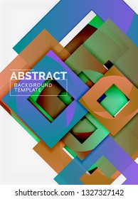 Geometric minimal abstract background with multicolored squares composition, vector