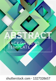 Geometric minimal abstract background with multicolored squares composition, vector