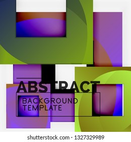 Geometric minimal abstract background with multicolored squares composition, vector