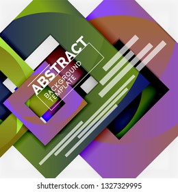 Geometric minimal abstract background with multicolored squares composition, vector