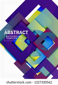 Geometrischer, minimaler abstrakter Hintergrund mit mehrfarbigem Quadrat, Vektorgrafik