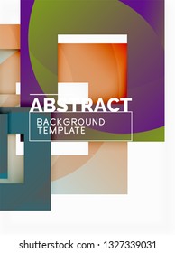 Geometric minimal abstract background with multicolored squares composition, vector
