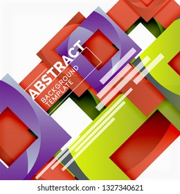Geometric minimal abstract background with multicolored squares composition, vector