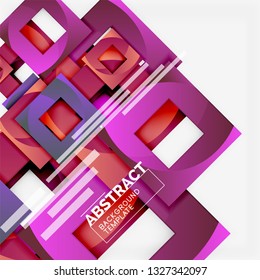 Geometric minimal abstract background with multicolored squares composition, vector