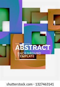 Geometric minimal abstract background with multicolored squares composition, vector