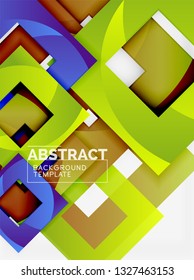Fondo abstracto geométrico mínimo con composición de cuadrados multicolores, vector