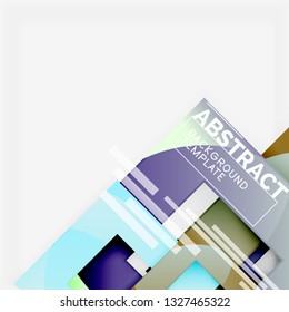 Fondo abstracto geométrico mínimo con composición de cuadrados multicolores, vector