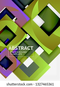 Geometric minimal abstract background with multicolored squares composition, vector