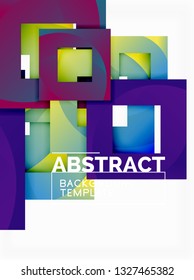 Geometric minimal abstract background with multicolored squares composition, vector