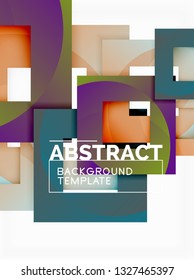 Fondo abstracto geométrico mínimo con composición de cuadrados multicolores, vector