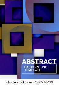 Geometric minimal abstract background with multicolored squares composition, vector