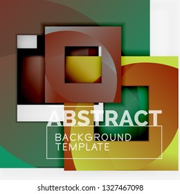 Geometric minimal abstract background with multicolored squares composition, vector