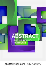 Fundo abstrato mínimo geométrico com composição de quadrados multicoloridos, vetor