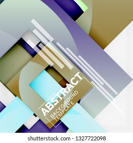 Geometric minimal abstract background with multicolored squares composition, vector